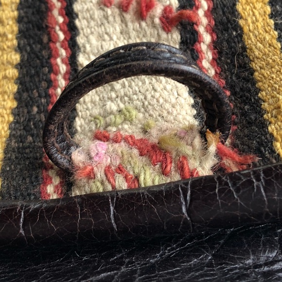 Calleen Cordero Cracked Brown Leather Belt Bag with Upcycled Vintage Kilim - Picture 10 of 16